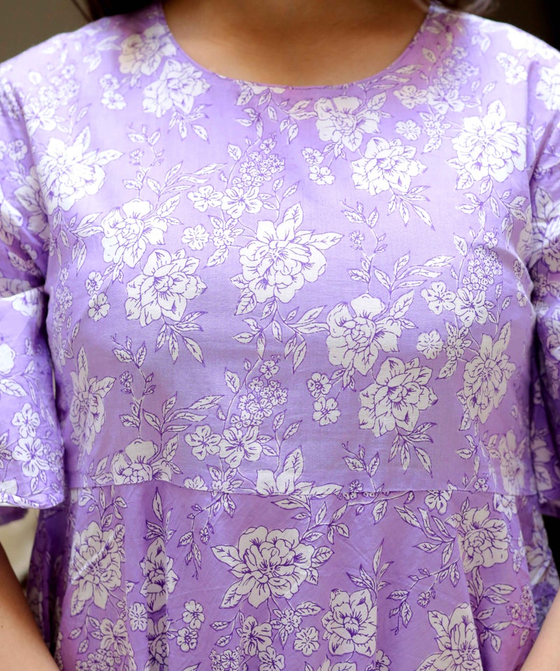 Miravan Floral Printed Lavender Anarkali Kurta for Women - Image 4